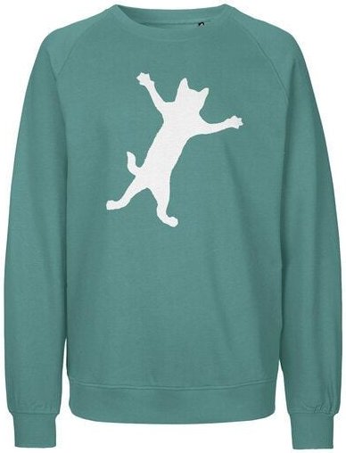 HANDGEDRUCKT "Klammerkatze" Unisex Sweatshirt aus reiner Biobaumwolle (kbA)