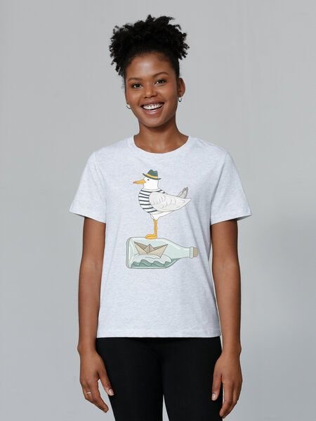 watapparel T-Shirt Frauen Möwe mit Hut
