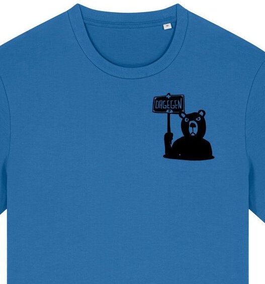 päfjes Der Bär ist DAGEGEN! Du auch? - Fair Wear Männer Unisex Bio T-Shirt Siebdruck
