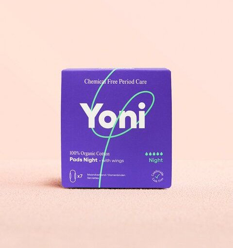 Yoni Maxi-Binde Night mit Flügeln - 100 % Bio-Baumwolle