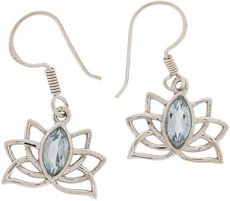 Lotus Ohrringe mit Topaz 925 Sterling Silber von Crystal and Sage