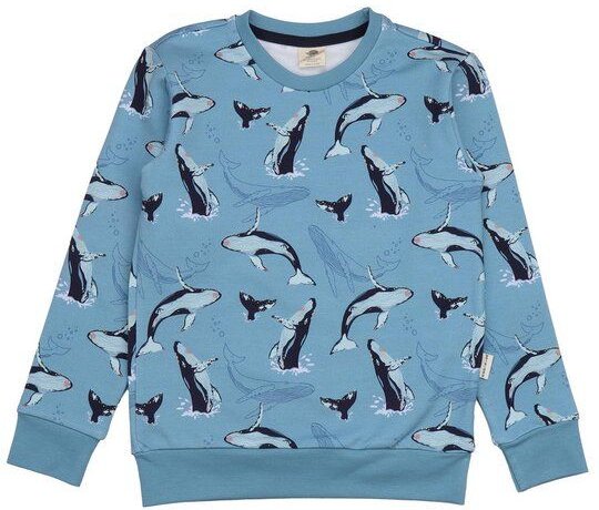 Kinder Sweatshirt GOTS-zertifiziert aus Bio-Baumwolle, blau mit Wal-Print – Walkiddy, weich, hautfreundlich, nachhaltig ...