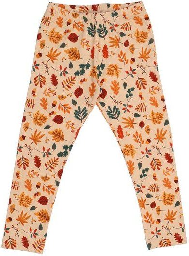Kinder Leggings Bio-Baumwolle GOTS Autumn Leaves von Walkiddy, bequeme Hose mit herbstlichem Blätterprint, elastischem B...