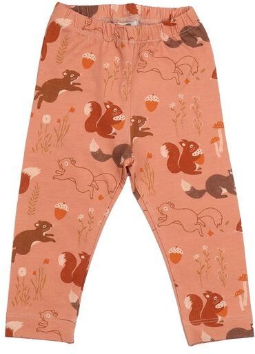 Kinder Leggings Bio-Baumwolle, Terrakotta, Eichhörnchen-Muster, Walkiddy