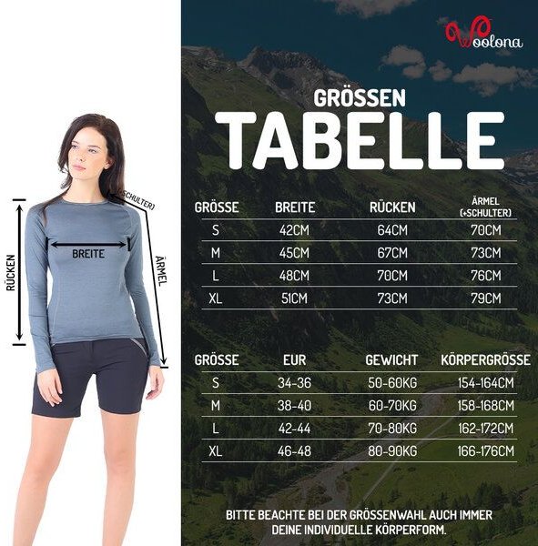 Woolona Langarmshirt - KONA - 100% Merinowolle