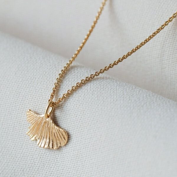 BELLYBIRD Jewellery Halskette - kleines Ginkoblatt, Anhänger/ Silber/ Silber vergoldet