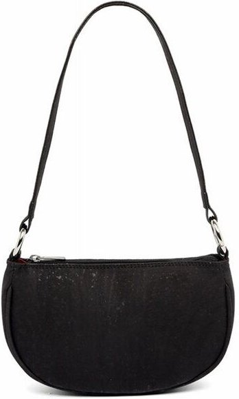 Kork-Deko Schwarze Kork-Schultertasche Damen – vegan, kompakt & mit Reißverschluss