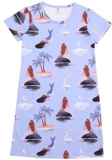 Kleinkinder Nachthemd GOTS-zertifiziert aus Bio-Baumwolle lila mit Meerjungfrauen-Motiv – Walkiddy