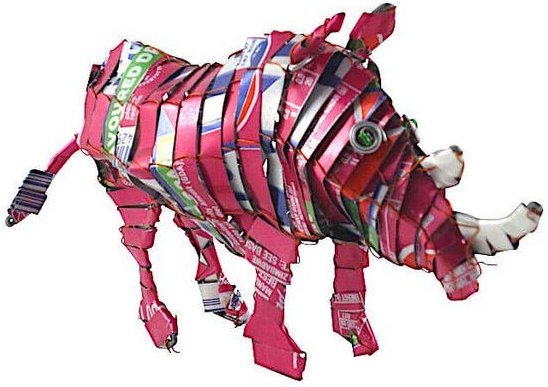 Little Zim Nashorn Blechtier - M - Upcycling Township Art Africa