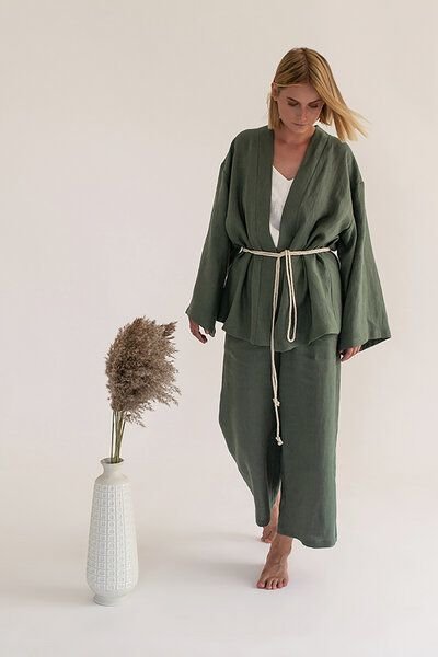gust. Leinen-Kimono-Set - Kimono und Hose - Linen Kimono Set - 100% Bio-Leinen