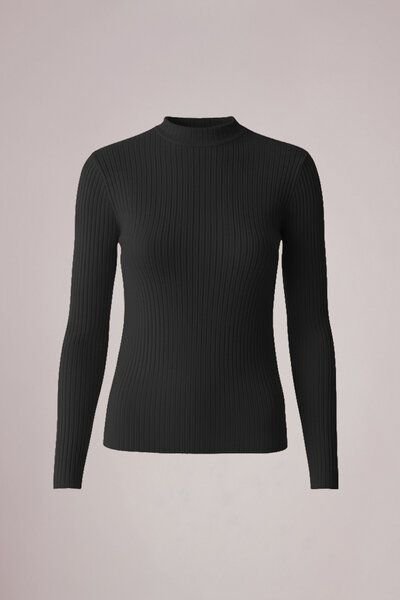 l'amour est bleu Geripptes Langarmshirt aus Bio-Baumwolle