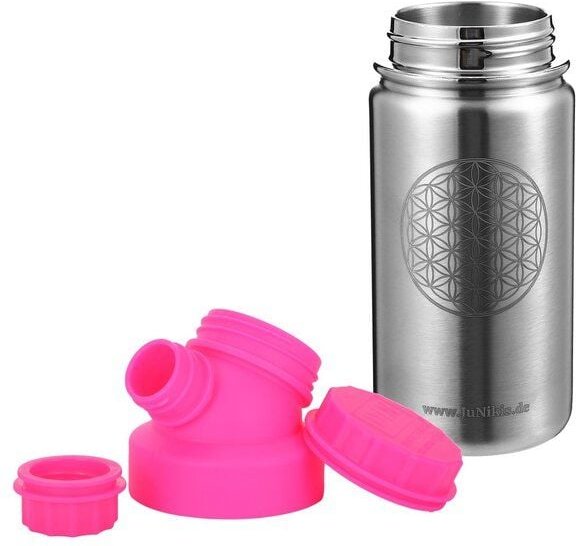 JN JuNiki's "Blume des Lebens" Edelstahl Trinkflasche 420ml mit Double Neck Deckel
