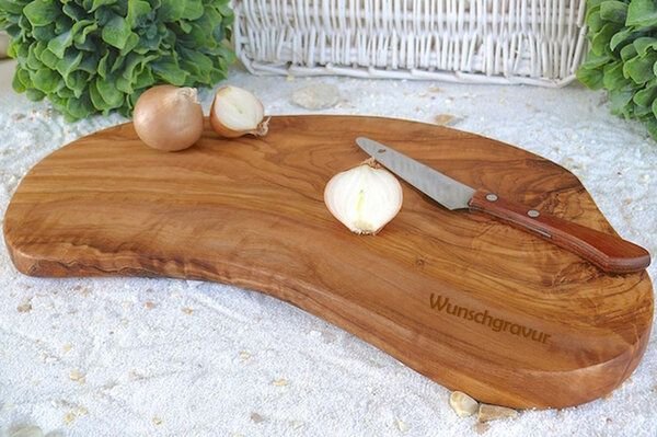 Olivenholz erleben Schneidebrett RUSTIKAL XXL ohne Rille aus Olivenholz (>50 cm)
