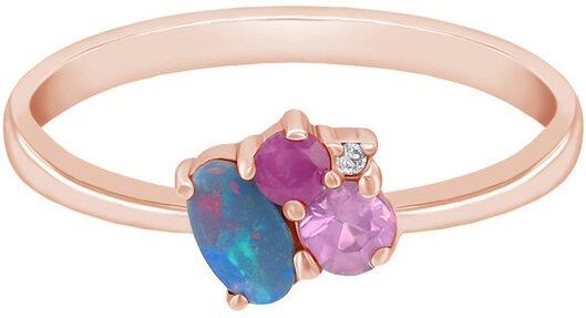 Thumbnail - Eppi Goldener Cluster-Ring mit Opal, Rubin, Saphir und Diamant Caily