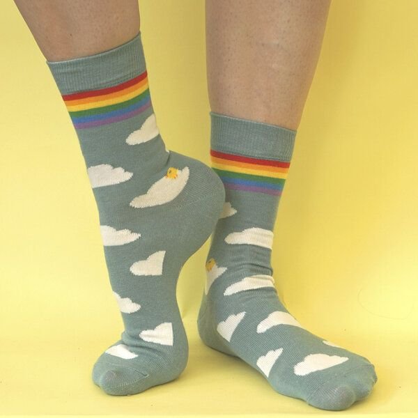 Fräulein Prusselise Wolke Socken Wolkenmatz Regenbogen, story, bunt gemustert