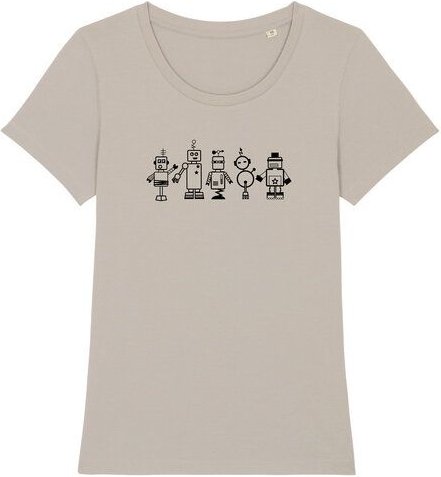 Spangeltangel T-Shirt "Roboter", Damenshirt, bedruckt, Handsiebdruck