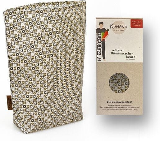 Kumanu - von Natur aus gut Bienenwachstuch-Beutel mittel "Frischefranz" | 29x22cm | aus Bio-Bienenwachs