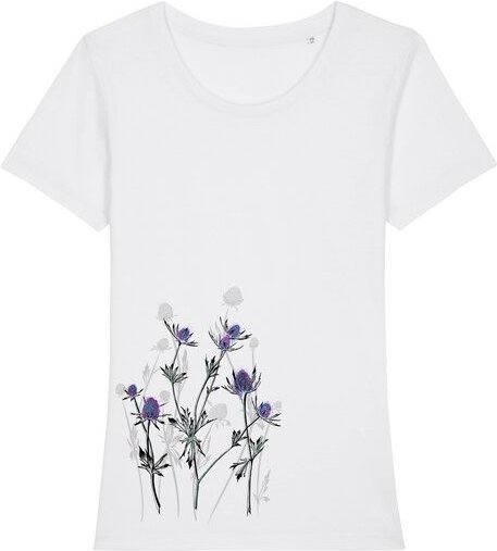 Spangeltangel Damenshirt mit Distel-Motiv aus Bio-Baumwolle, Natur-Motiv