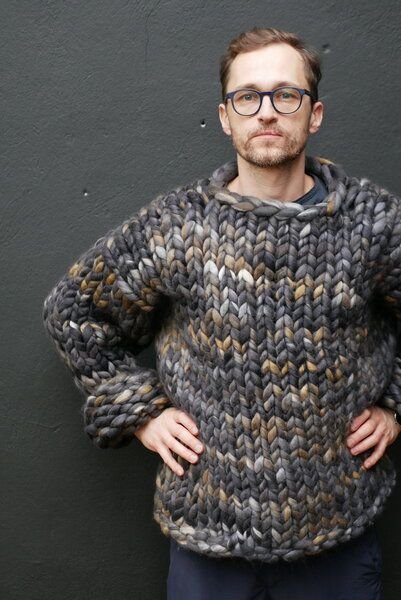 PANAPUFA 100% MERINO Wolle mehrfarbig Männerpullover Grobstrick Chunky