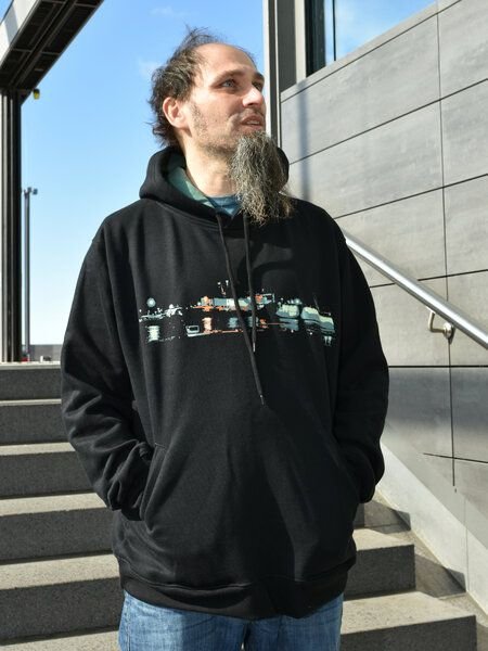 T-Shirtladen-Marktstrasse GmbH Elbe bei Nacht Boy-Kapuzenpulli