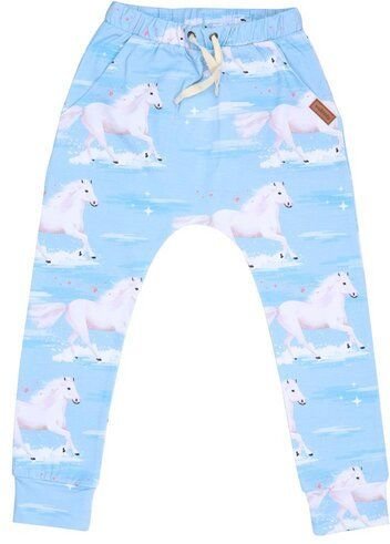 Baby Jogginghose GOTS zertifiziert Bio-Baumwolle Hellblau Allover-Print elastischer Bund weich – Walkiddy