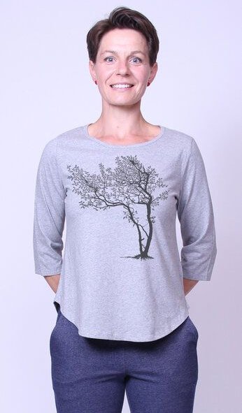 Peaces.bio - handbedruckte Biomode Bio-Damen-3/4 Arm Shirt- Fancy Tree