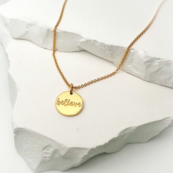 MOANINA Kette Believe Coin - 925 Silber/18k Gold Vermeil - 3 Längen