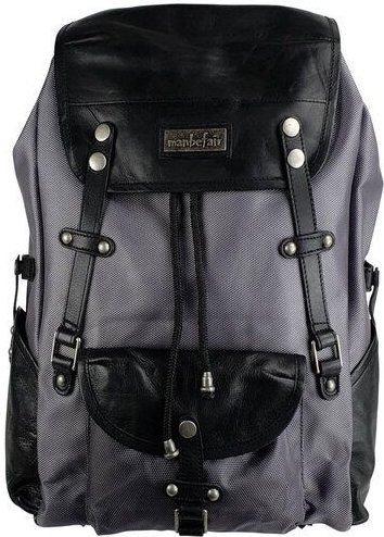 manbefair Robuster Laptop Rucksack Athena aus recyceltem Nylon Gewebe und Rinds-Leder