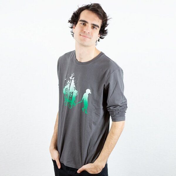 Spangeltangel Langarmshirt, "Boxenbernd" grau, Herren, Siebdruck