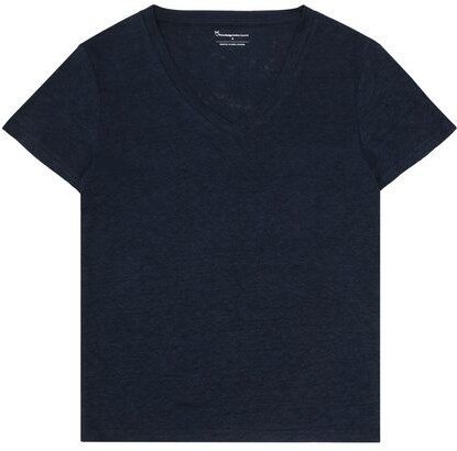 KnowledgeCotton Apparel T-Shirt mit V-Ausschnitt aus Bio-Leinen