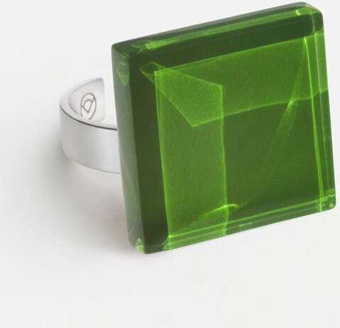 ALEXASCHA Geometrischer Statement Ring aus Glas | PUREFORM