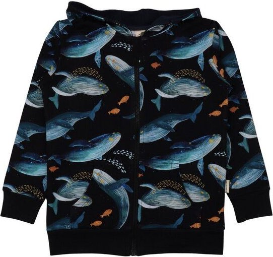Kinder Kapuzen-Sweatjacke Humpback Whales – Bio-Baumwolle, GOTS-zertifiziert, weiche Hoodie-Jacke von Walkiddy mit Wal-P...
