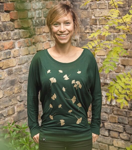 päfjes Ginkgo Blätter - Fair gehandeltes Frauen Flowshirt