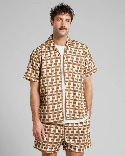 DEDICATED Kurzarm Hemd Marstrand - Square Weave