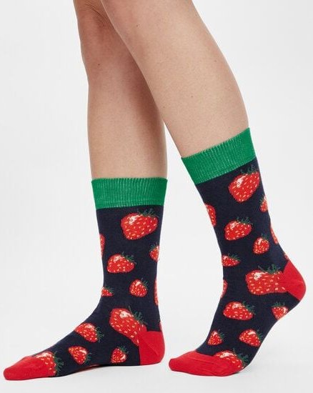 Natural Vibes Socken mit Erdbeeren | Strawberries | Bio GOTS | Bunte Socken | Herren Damen Socken