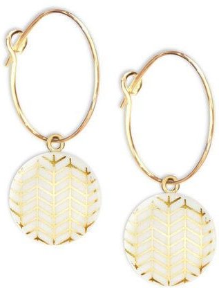 lille mus Creolen mit Porzellan-Anhänger 'Fischgrät' Porzellanschmuck