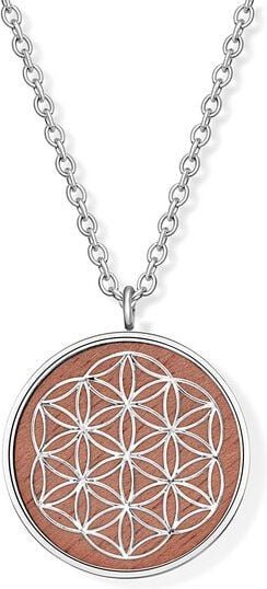 Thumbnail - Crystal and Sage Blume des Lebens Halskette mit Walnussholz silber