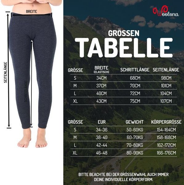 Woolona Merino Leggings Damen - NORTE - 100% Merinowolle