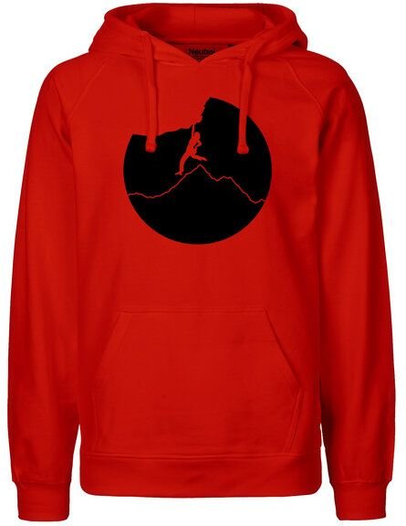 HANDGEDRUCKT "Klettern" Männer Hoody aus reiner Biobaumwolle (kbA)
