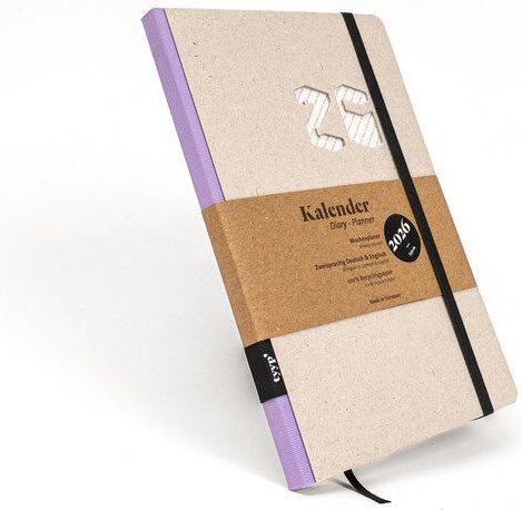 tyyp Taschenkalender 2026 A5 – aus 100 % Recyclingpapier, naturgraues Cover, vegan & handmade