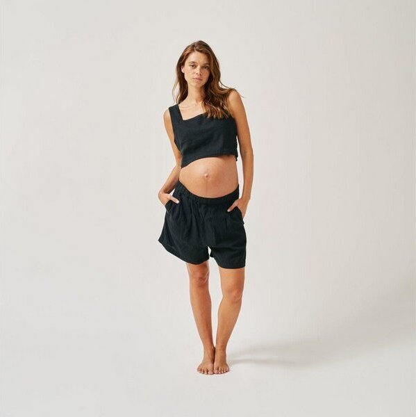 The Mama Set Leinen-Shorts „The Linen Short“ Elegante Shorts für Schwangerschaft & Wochenbett