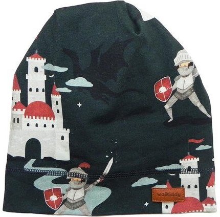 Babymütze GOTS-zertifiziert aus Bio-Baumwolle mit Elasthan, dunkelgrün mit Allover-Print, weich & dehnbar – Walkiddy