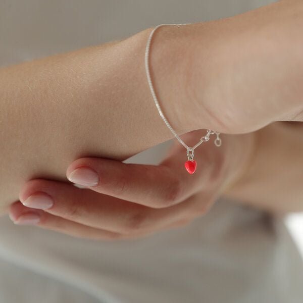 BELLYBIRD Jewellery Armband - kleines Herz, Anhänger/ Silber/ Silber emailliert/ Silber vergoldet