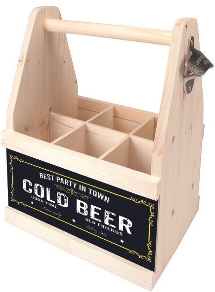 Contento Beer Caddy Flaschenträger mit Flaschenöffner für 6 Flaschen