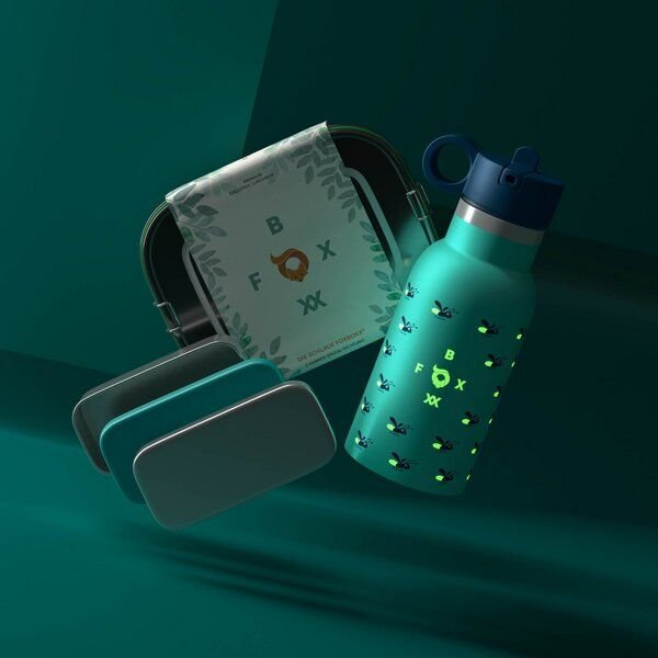 Thumbnail - FOXBOXX FIREFLY Set,- FIREFLY LEUCHT Flasche 0,35 / 0,5 + Edelstahl Lunchbox special 800/1200ml Snackbox