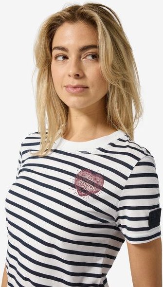 super.natural Merino T-Shirt W STRIPE HEARTWOOD BIO J TEE für Damen, nachhaltig, Merino