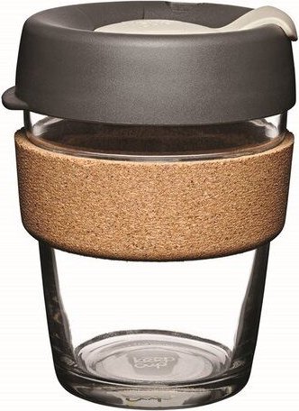 Kork-Glasbecher grauer Deckel KeepCup
