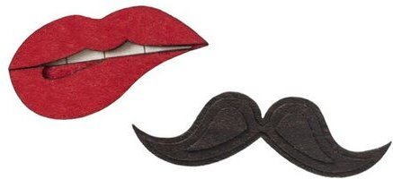 BeWooden Broschen aus Holz für Paare | Mode Schmuck | Lippen und Schnurrbart