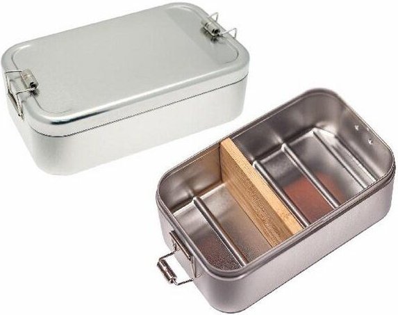 Cameleon Pack Große Lunchbox XL * Mit Trennsteg aus Bambus * Metall Brotdose