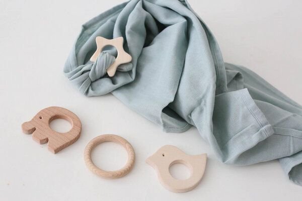 Schnuffeltuch Musselin Holz *Greifling* 10 Farben | Bio Baumwolle | NoniKids Berlin